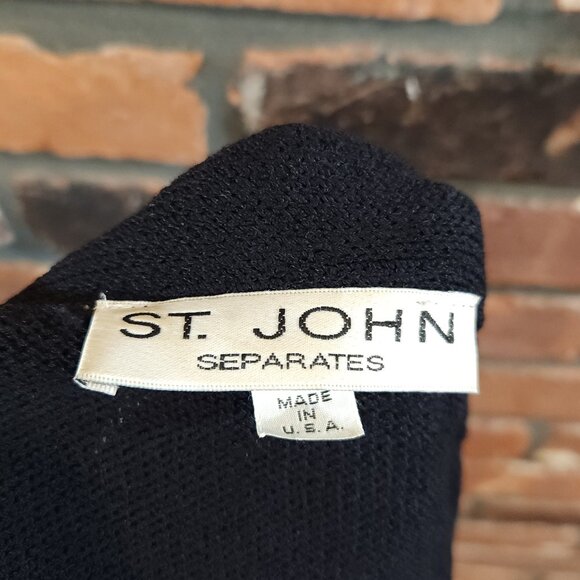 St. John Black Santana Knit Longline Open-front Cardigan Quiet Luxury Women's S - Picture 6 of 6